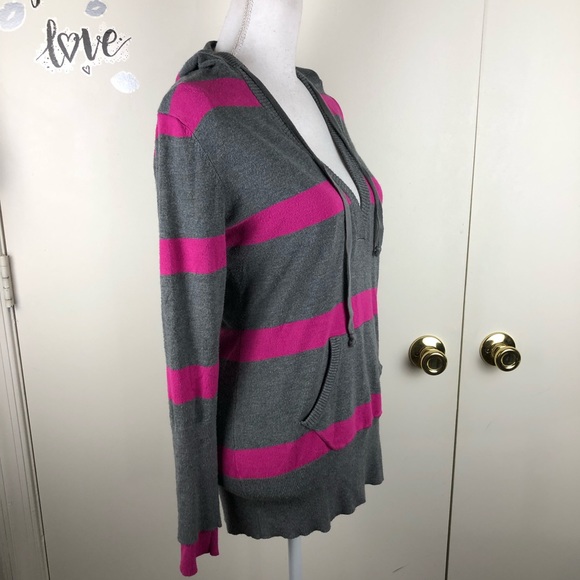 RUE 21 JUNIORS HOODIE PULLOVER SWEATER STRIPED KANGAROO POCKET SZ XL - Picture 2 of 7